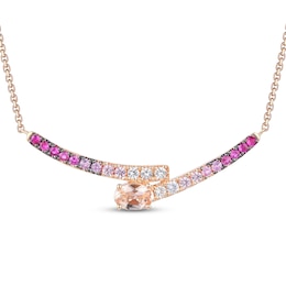 Le Vian Good Karma Oval-Cut Peach Morganite & Pink Sapphire Ombré Smile Necklace 14K Strawberry Gold 19&quot;