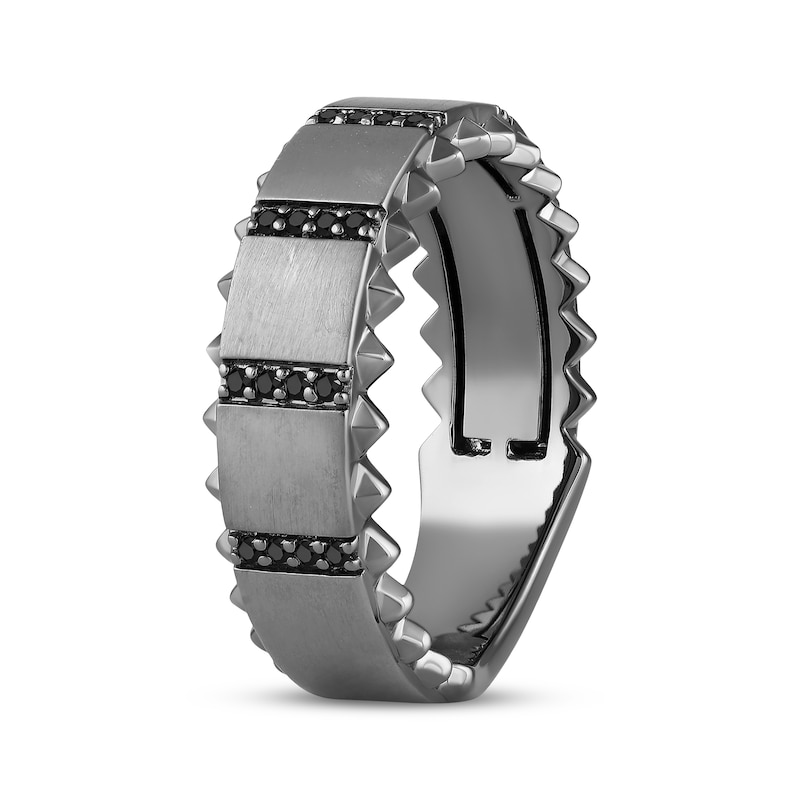 Main Image 2 of Ink & Ice Men's Black Diamond Studded Wedding Band 1/5 ct tw Black Rhodium-Plated 10K White Gold