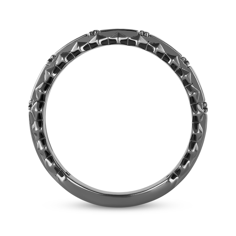 Main Image 3 of Ink & Ice Men's Black Diamond Studded Wedding Band 1/5 ct tw Black Rhodium-Plated 10K White Gold