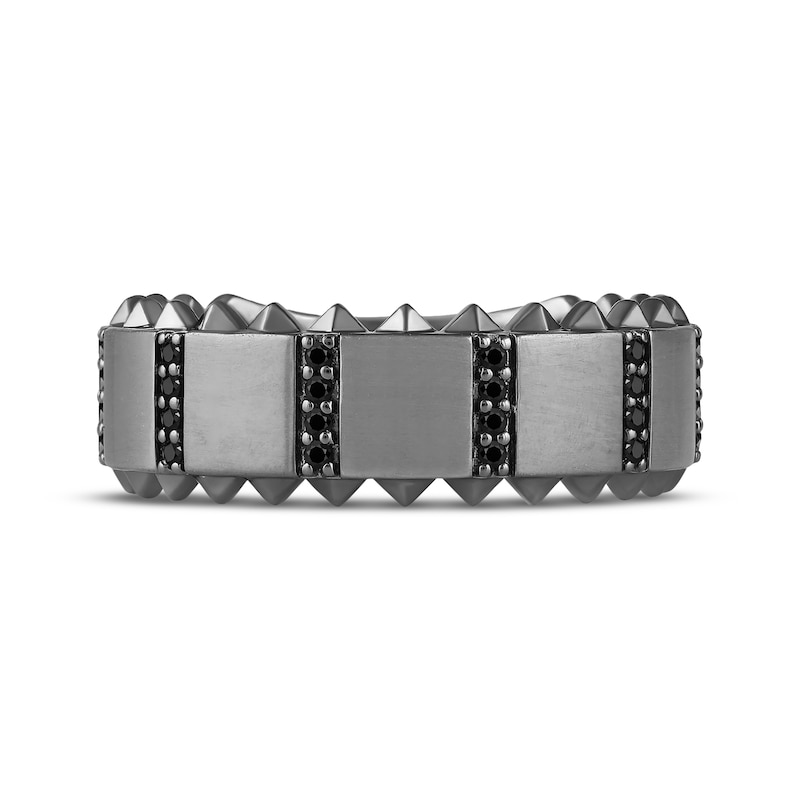 Main Image 4 of Ink & Ice Men's Black Diamond Studded Wedding Band 1/5 ct tw Black Rhodium-Plated 10K White Gold