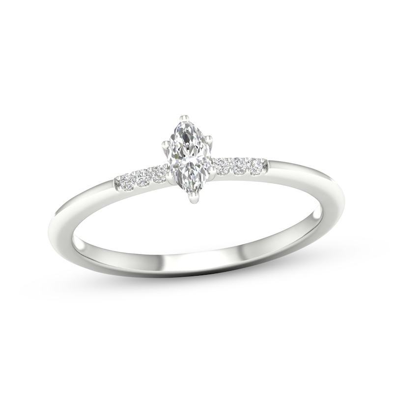 Main Image 1 of Lab-Grown Diamonds by KAY Marquise-Cut Promise Ring 1/6 ct tw 10K White Gold