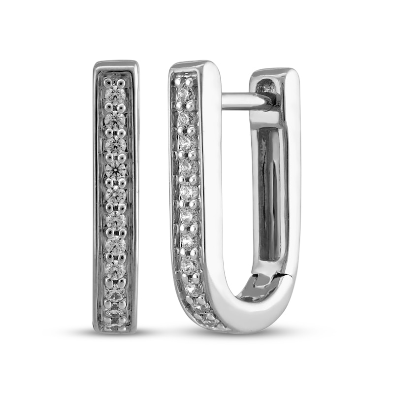 Main Image 1 of STUDIO BY KAY Diamond U-Shaped Hoop Earrings 1/10 ct tw 10K White Gold