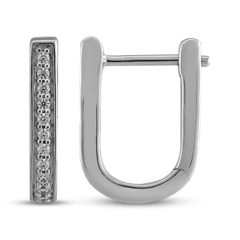 Main Image 3 of STUDIO BY KAY Diamond U-Shaped Hoop Earrings 1/10 ct tw 10K White Gold