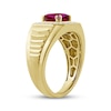 Thumbnail Image 2 of Men's Square-Cut Lab-Created Ruby & Diamond Ring 1/4 ct tw 10K Yellow Gold