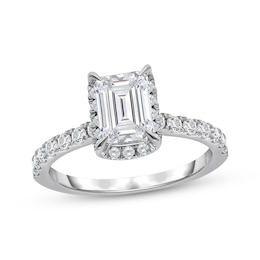 KAY Signature Collection Emerald-Cut Lab-Grown Diamond Halo Engagement Ring 2 ct tw 14K White Gold