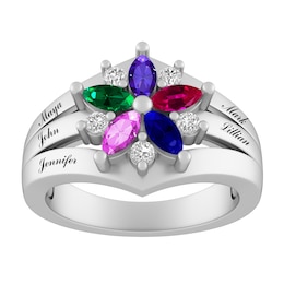 Birthstone Family & Mother's Ring (2-5 Stones and 2-6 Lines)