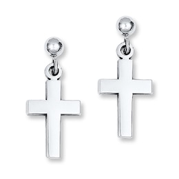 Cross Earrings 14K White Gold