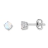 Thumbnail Image 0 of Lab-Created Opal Earrings Round-Cut 14K White Gold