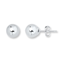 Ball Stud Earrings 6mm 14K White Gold