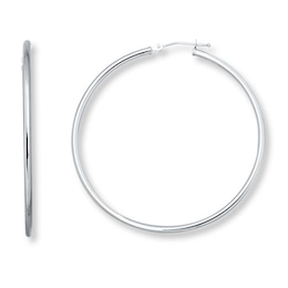 Hoop Earrings 14K White Gold 50mm