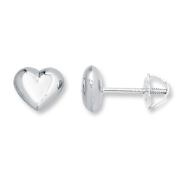 Children's Heart Earrings 14K White Gold