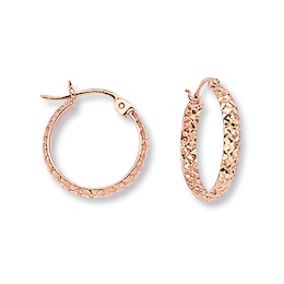 Hoop Earrings 14K Rose Gold 15mm