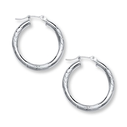 Hoop Earrings 14K White Gold 25mm