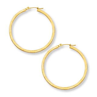 Kay Outlet Polished Bamboo Hoop Earrings 10K Yellow Gold 34mm