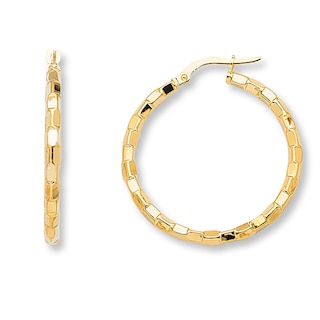 Kay Outlet Polished Bamboo Hoop Earrings 10K Yellow Gold 34mm