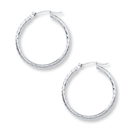 Hoop Earrings 14K White Gold 25mm