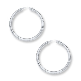 Hoop Earrings 14K White Gold 25mm