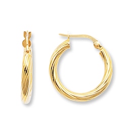 Twisted Hoop Earrings 14K Yellow Gold 20mm