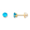 Thumbnail Image 1 of Children's Stud Earrings Blue Cubic Zirconia 14K Yellow Gold