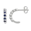 Thumbnail Image 2 of Lab-Created Sapphire Hoop Earrings Bezel-set 10K White Gold