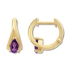 Thumbnail Image 2 of Amethyst Huggie Hoop Earrings 10K Yellow Gold