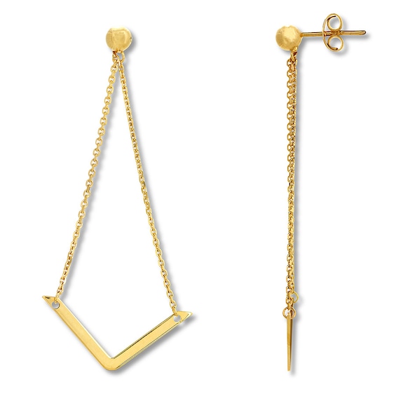 Geometric Drop Earrings 14K Yellow Gold