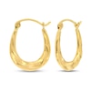 Thumbnail Image 1 of Stamped Textured Fashion Hoop Earrings 14K Yellow Gold