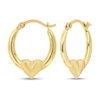 Thumbnail Image 1 of Stamped Textured Heart Hoop Earrings 14K Yellow Gold