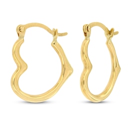 Stamped Heart Earrings 14K Yellow Gold