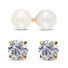 Thumbnail Image 1 of Children's Cultured Pearl & Cubic Zirconia Earrings Set 14K Yellow Gold