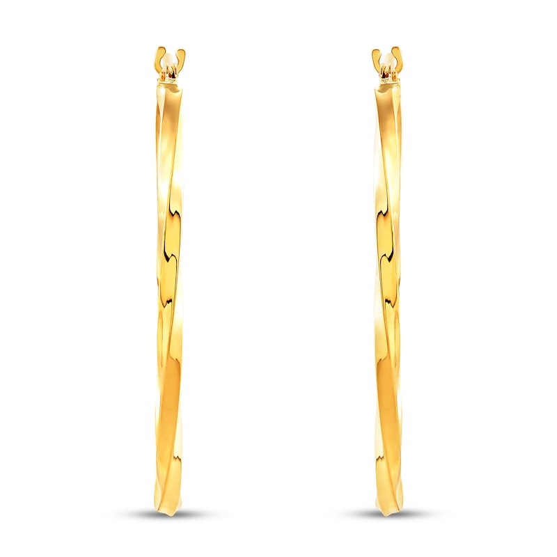 Main Image 2 of Twisted Hoop Earrings 14K Yellow Gold