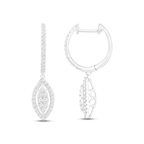 Viola Marquise Double Sided Diamond Hoop Earrings 2.60 CTW 18K White Gold