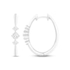 Thumbnail Image 1 of Diamond Three-Stone Hoop Earrings 1/5 ct tw Round-cut 10K White Gold