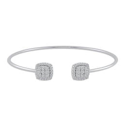 Diamond Cushion Flex Cuff Bangle Bracelet 1/2 ct tw 10K White Gold