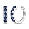 Thumbnail Image 1 of Round-Cut Blue Sapphire Hoop Earrings 10K White Gold