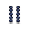 Thumbnail Image 2 of Round-Cut Blue Sapphire Hoop Earrings 10K White Gold