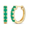 Thumbnail Image 1 of Round-Cut Emerald Hoop Earrings 10K Yellow Gold