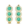 Thumbnail Image 2 of Round-Cut Emerald & Diamond Hoop Earrings 1/4 ct tw 10K Yellow Gold