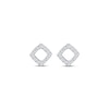 Thumbnail Image 2 of Round-Cut Diamond Cushion-Shaped Outline Stud Earrings 1/15 ct tw  10K White Gold