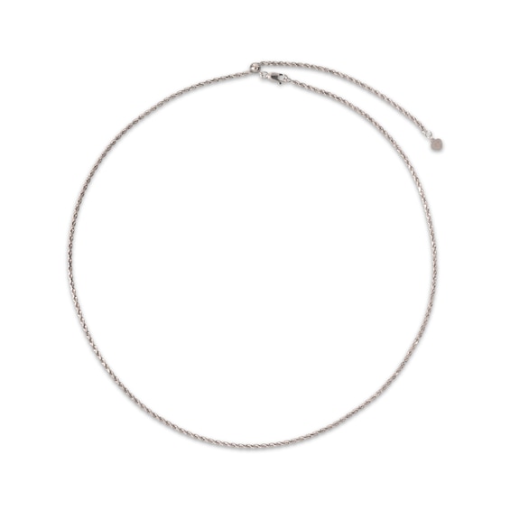 Diamond-Cut Semi-Solid Rope Chain Necklace 2.1mm 14K White Gold 24"