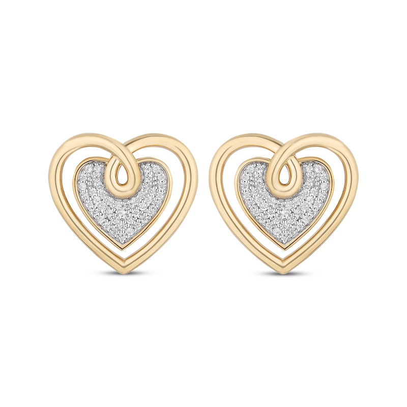 Hallmark Diamonds Looping Heart Earrings 1/6 ct tw 10K Yellow Gold