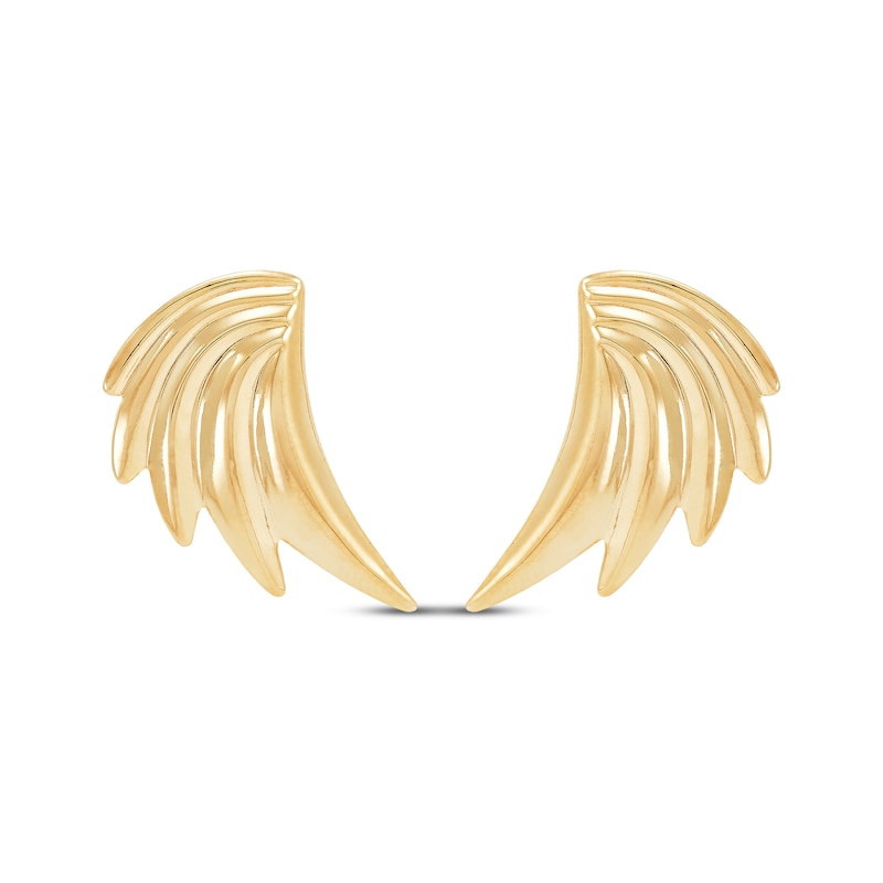 Sculpted Angel Wing Stud Earrings 10K Yellow Gold