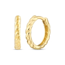 Twist Huggie Hoop Earrings 14K Yellow Gold