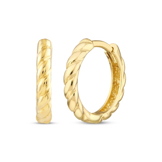 Twist Huggie Hoop Earrings 14K Yellow Gold