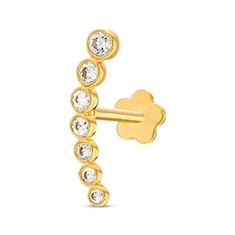 Cubic Zirconia Curved Crawler Helix Stud 14K Yellow Gold - 18G 8MM