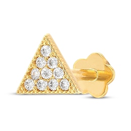 Cubic Zirconia Triangle Helix Stud 14K Yellow Gold - 18G 8MM