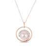 Thumbnail Image 1 of Pink Cultured Pearl & Diamond Swirl Necklace 1/15 ct tw 10K Rose Gold 18&quot;