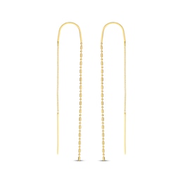 Dot-Dash Bead Chain Dangle Threader Earrings 14K Yellow Gold