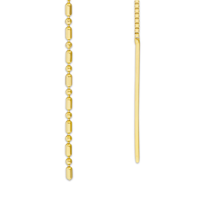 Main Image 2 of Dot-Dash Bead Chain Dangle Threader Earrings 14K Yellow Gold