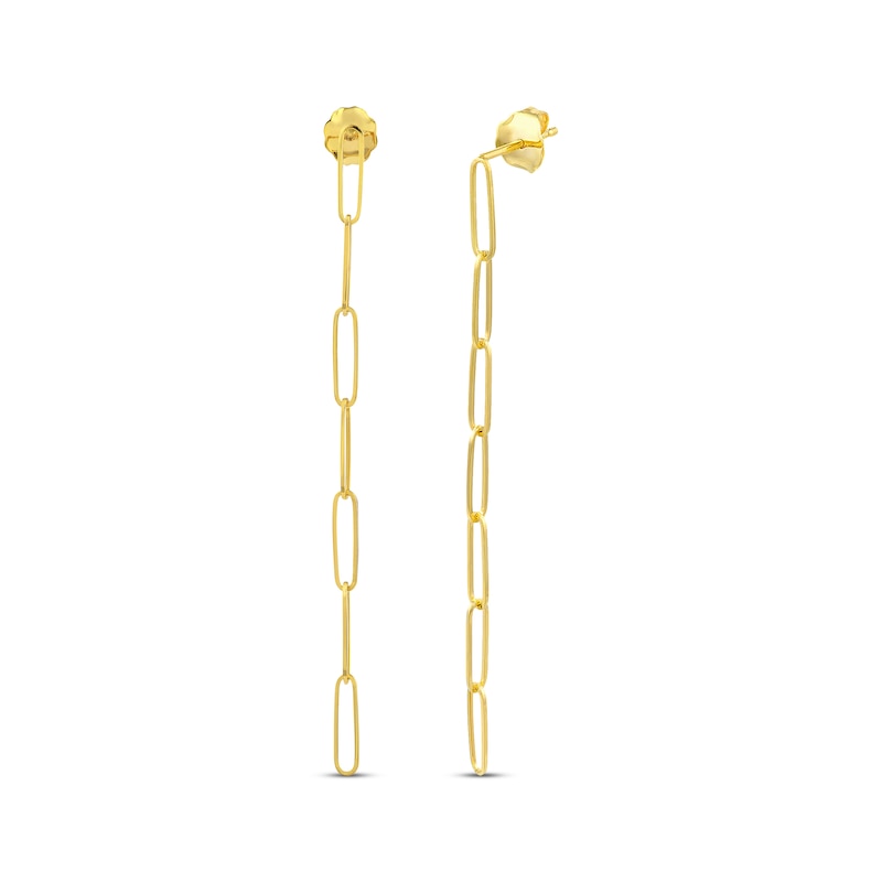 Main Image 1 of Paperclip Chain Dangle Earrings 14K Yellow Gold